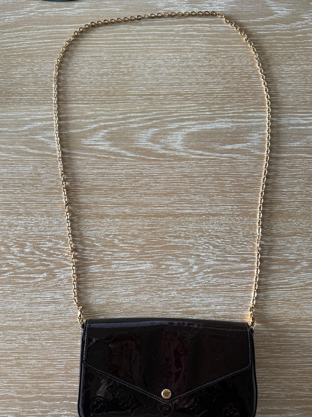Louis Vuitton Félicie Pochette Monogram Vernis Amarante Burgundy